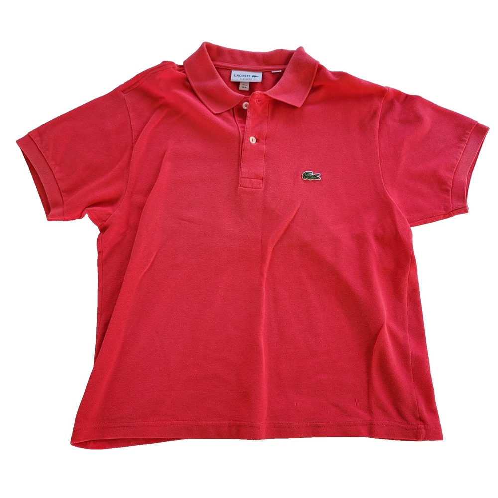 Lacoste Classic Fit Polo Shirt Men's M (FR 4) Red Crocodile Logo Cotton